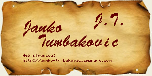 Janko Tumbaković vizit kartica
